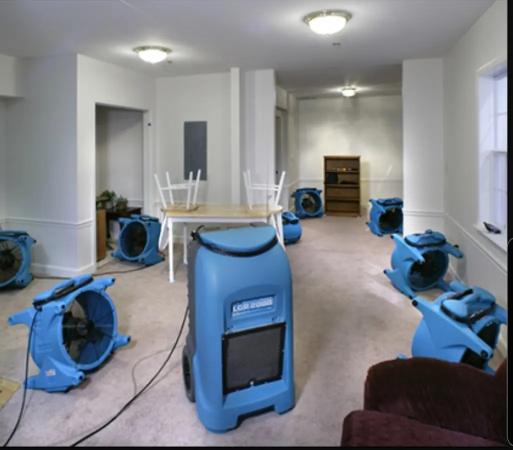 Air movers and dehumidifier setup for Water Extraction & Removal in Beeville